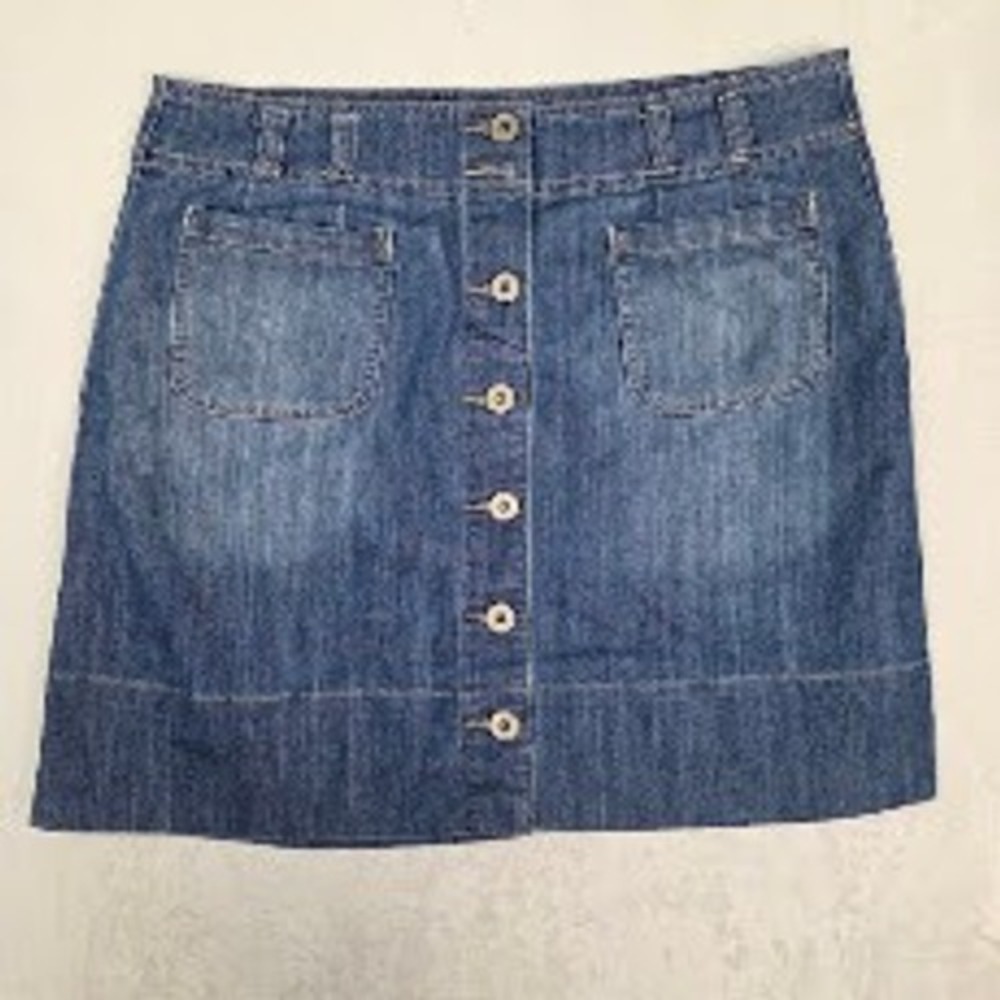Denim Skirt Cato Women 16 Blue Button Front Mini Stretch 2336-25